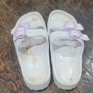 Kids White and Purple Sandals